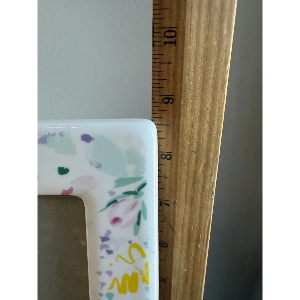 Vintage Ceramic Picture Frame Floral  90's EUC 5x7